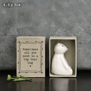 East of India Matchbox Porcelain Bear - All You Need Is A Bear Hug