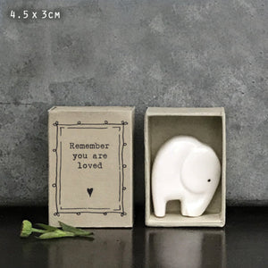 East of India Matchbox Gift - Remember you are loved - Porcelan elephant