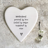 East of India Porcelain Heart Coaster - Motherhood Powered By Love
