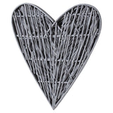 Large Grey Wicker Heart 85cms