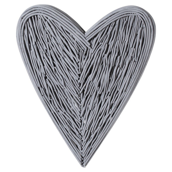 Large Grey Wicker Heart 85cms