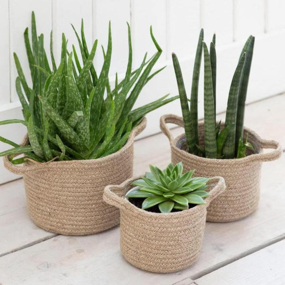 Set of Three Jute Woven Plant Pots from Garden Trading