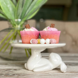 White Ceramic Hare Cake Stand