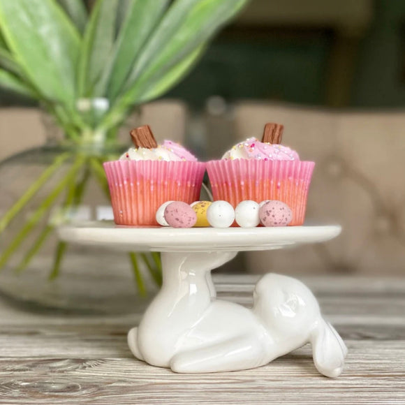 White Ceramic Hare Cake Stand