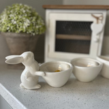 Ceramic Bunny Triple Snack Bowl