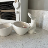 Ceramic Bunny Triple Snack Bowl
