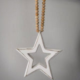 White Wooden Star With Wooden Beaded Hoop