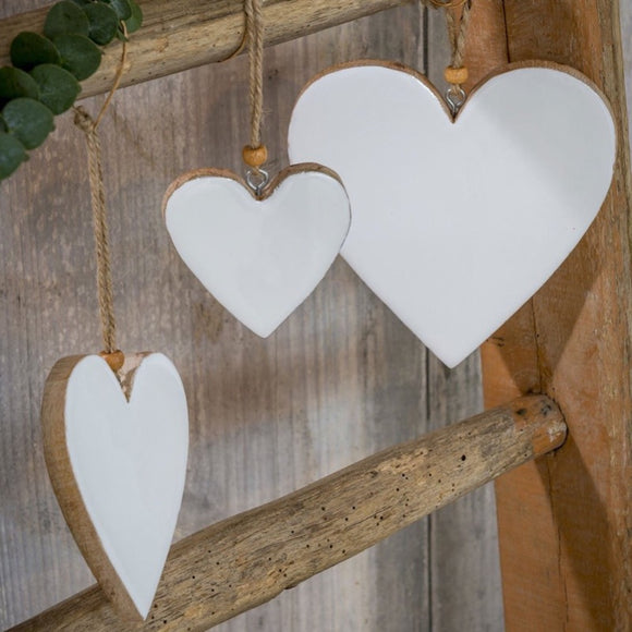 Set of Three Enamel Heart Hanging Decorations