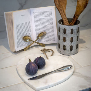 White Marble Heart Board With Jute Hanger